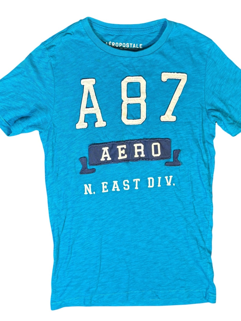 Aeropostale A87 Blue Graphic Logo Tee XS Casual Y2K Cotton Shirt